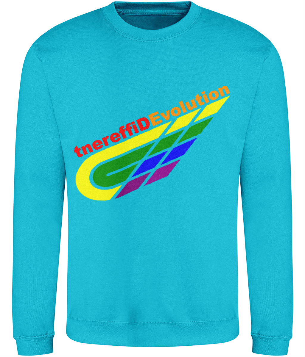 Different Evolution: Just Classic Adult Unisex Sweatshirt JH030 L-Rainbow Logo2: (Other Colour-Variants available)