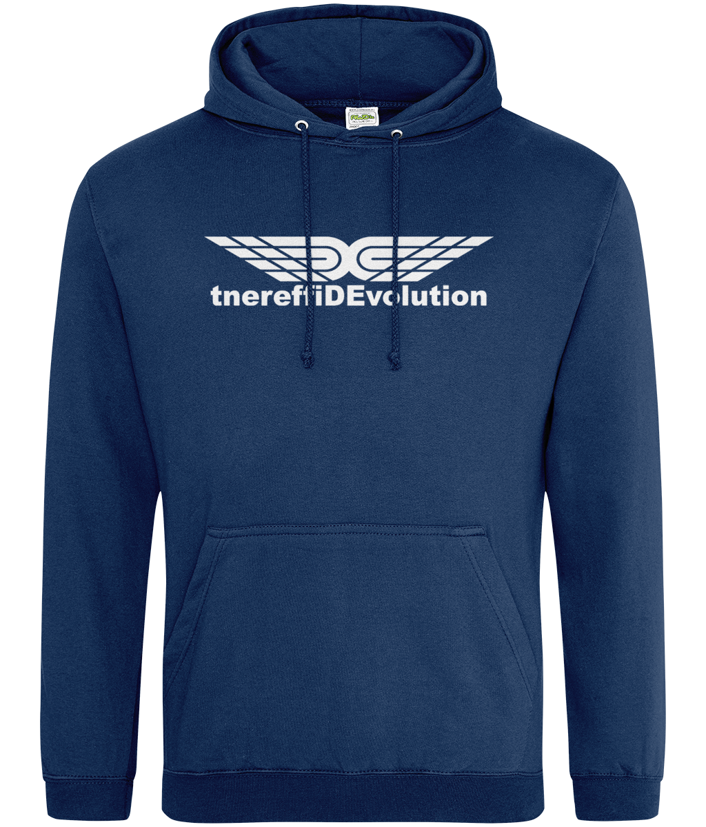 Different Evolution: College Adult Unisex Hoodie JH001 L-White Logo1: (Other Colour-Variants available)