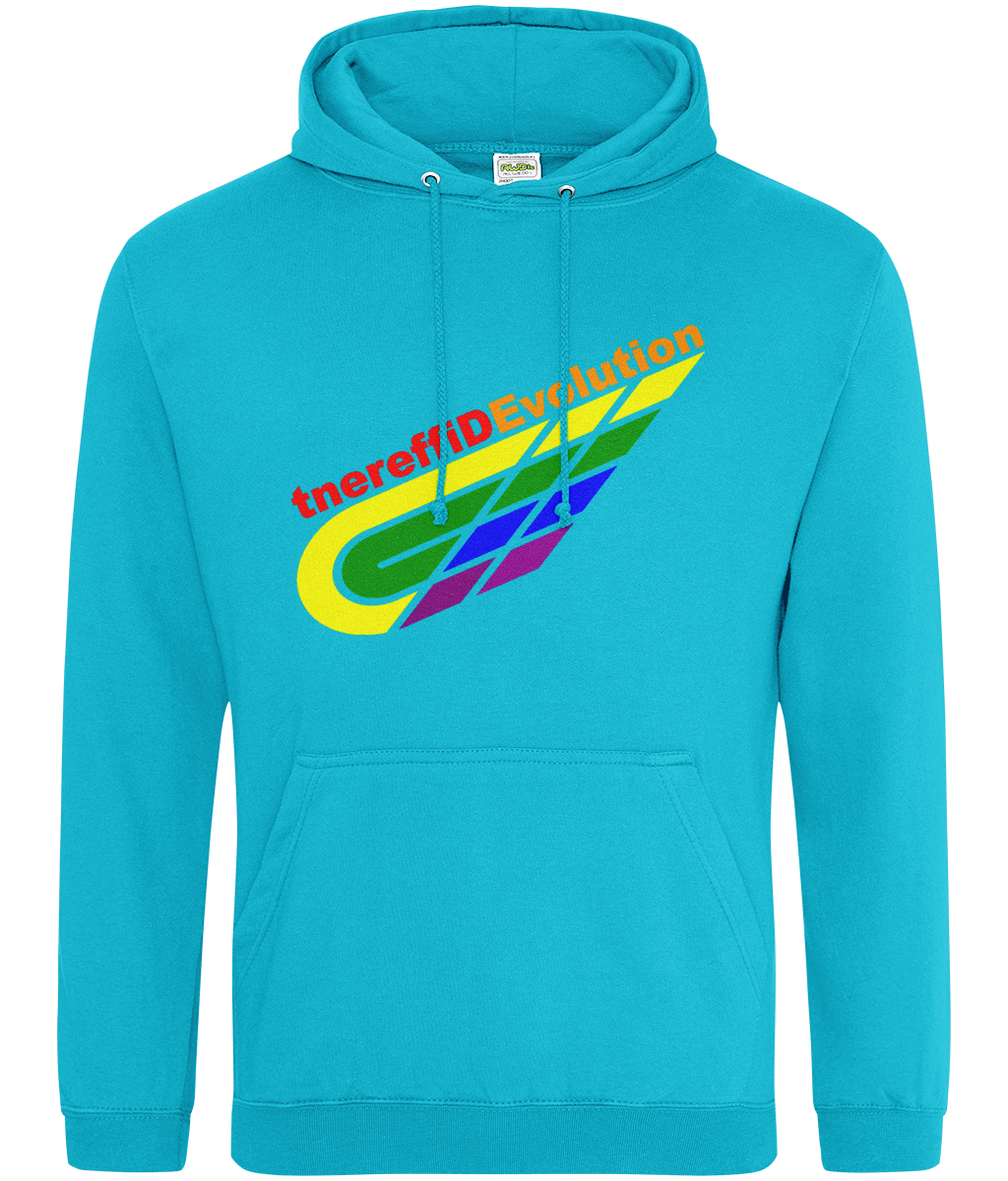 Different Evolution: College Adult Unisex Hoodie JH001 L-Rainbow Logo2: (Other Colour-Variants available)