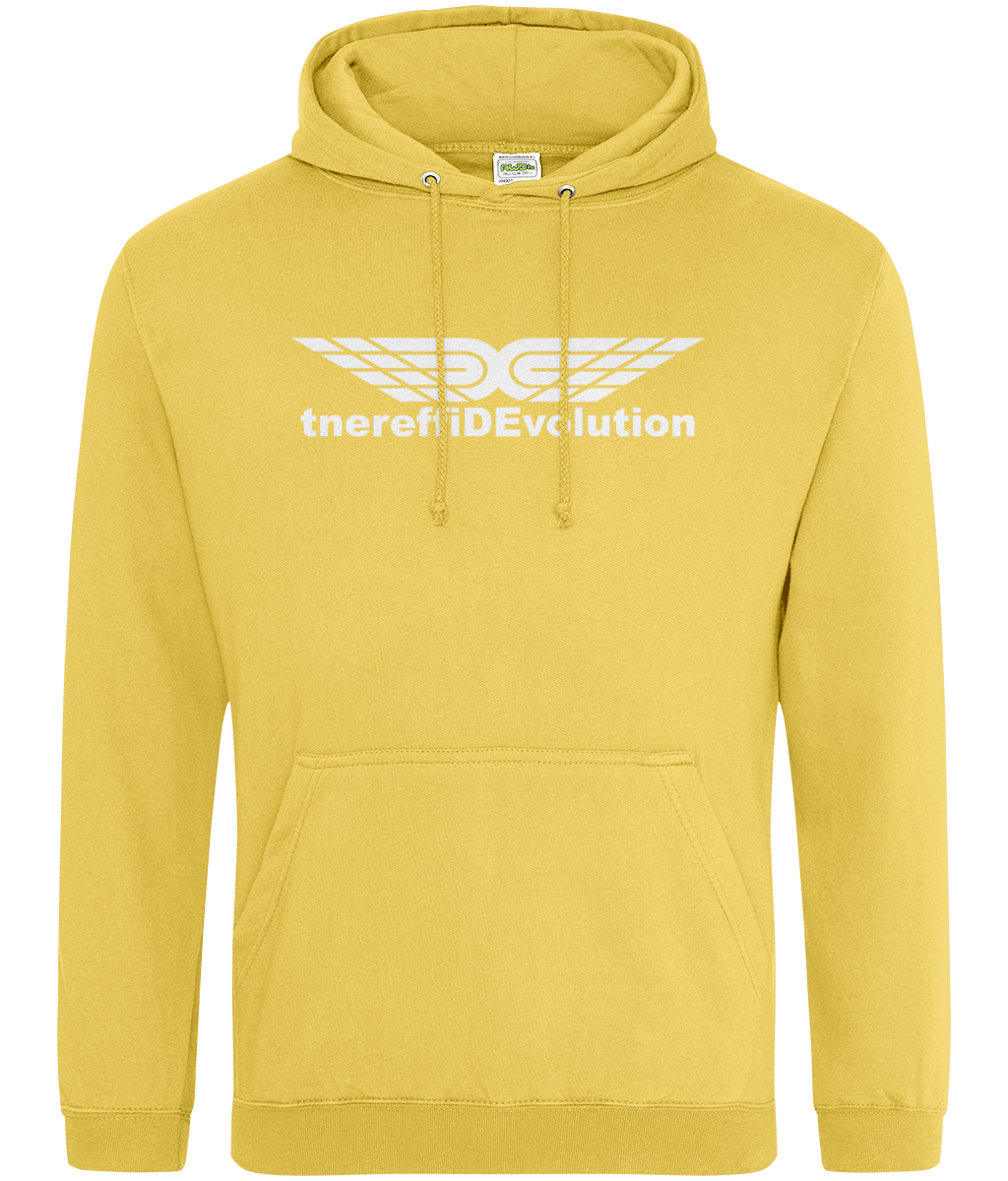 Different Evolution: College Adult Unisex Hoodie JH001 L-White Logo1: (Other Colour-Variants available)