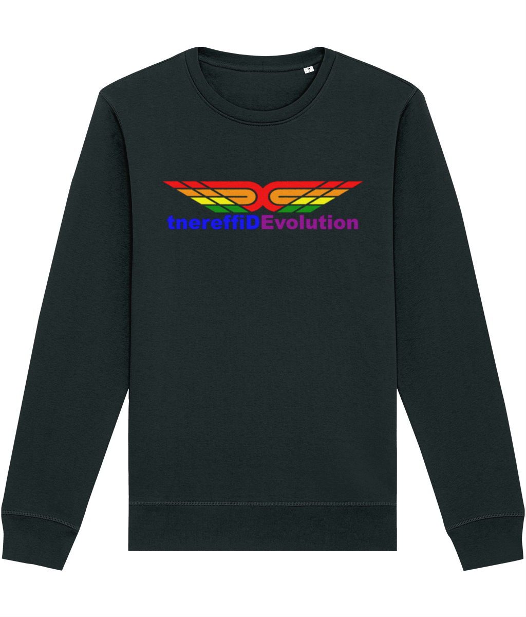 Different Evolution: Eco Roller Adult Unisex Sweatshirt SX137 L-Rainbow Logo1: (Other Colour-Variants available)