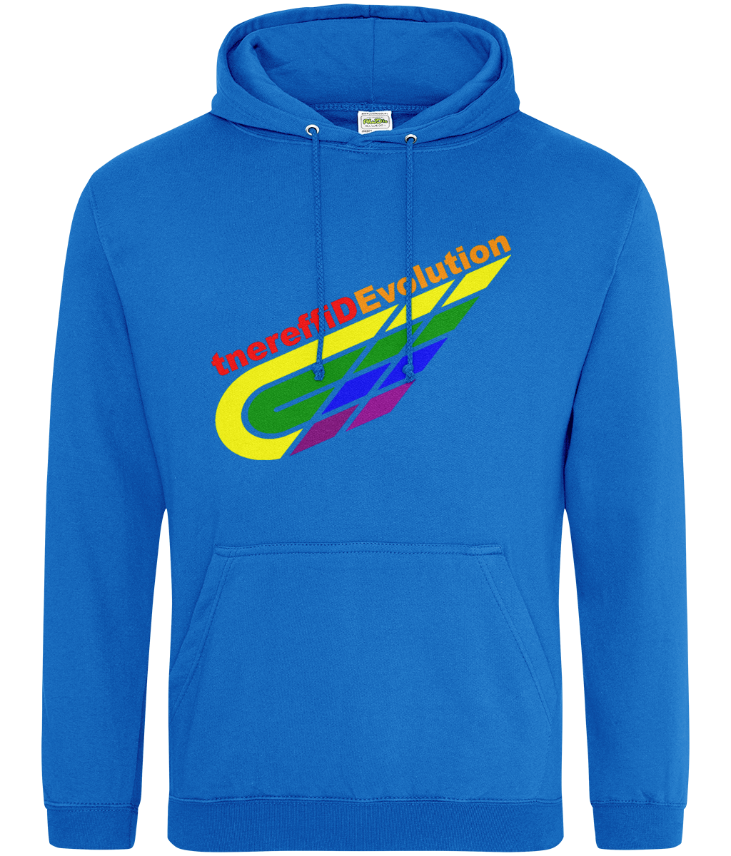 Different Evolution: College Adult Unisex Hoodie JH001 L-Rainbow Logo2: (Other Colour-Variants available)