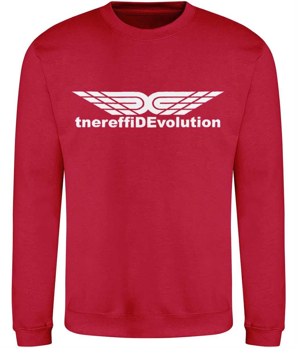 Different Evolution: Just Classic Adult Unisex Sweatshirt JH030 L-White Logo1: (Other Colour-Variants available)