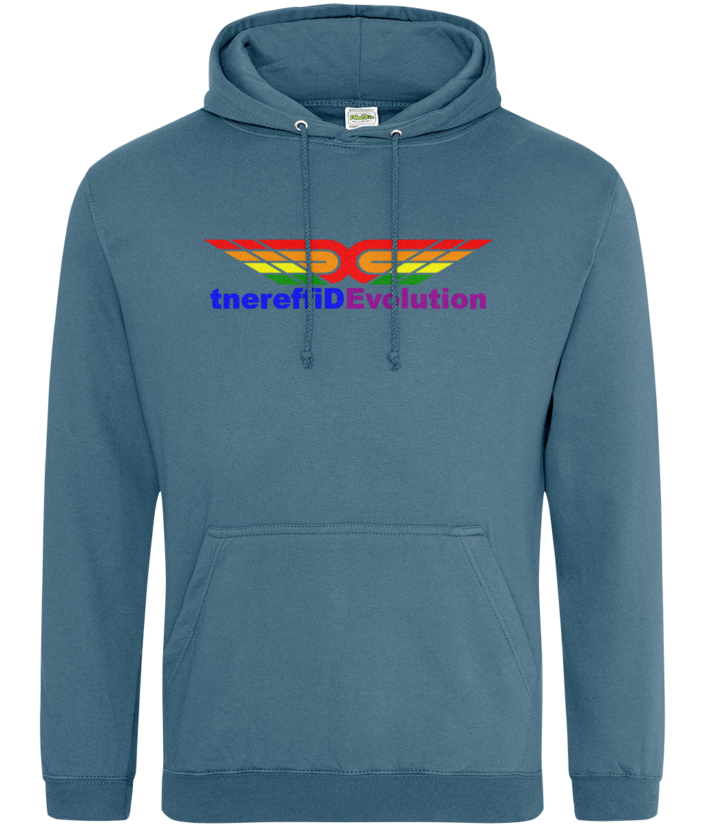 Different Evolution: College Adult Unisex Hoodie JH001 L-Rainbow Logo1: (Other Colour-Variants available)