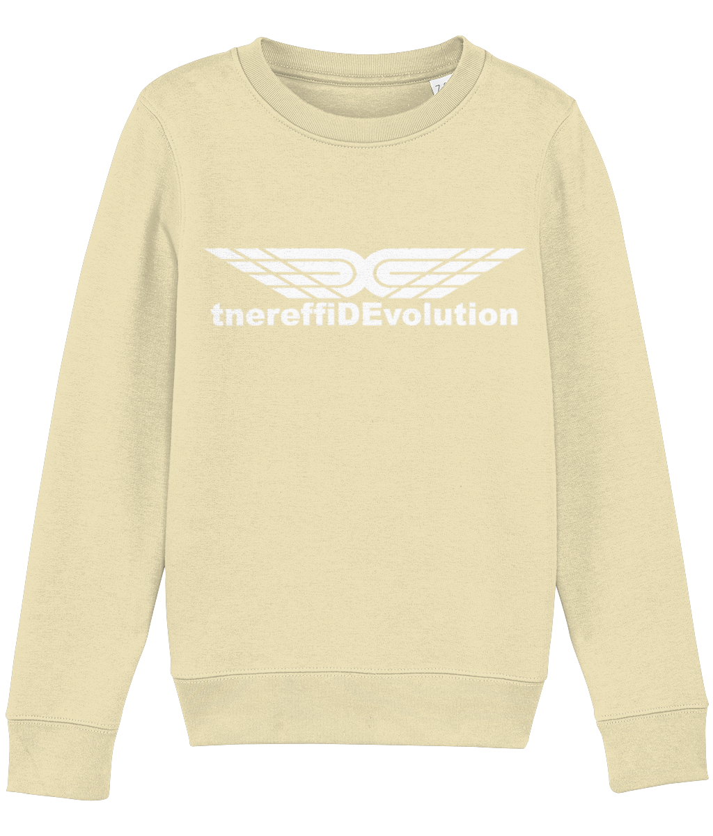 Different Evolution: Eco Mini Changer Kids Unisex Sweatshirt SX004 L-White Logo1: (Other Colour-Variants available)