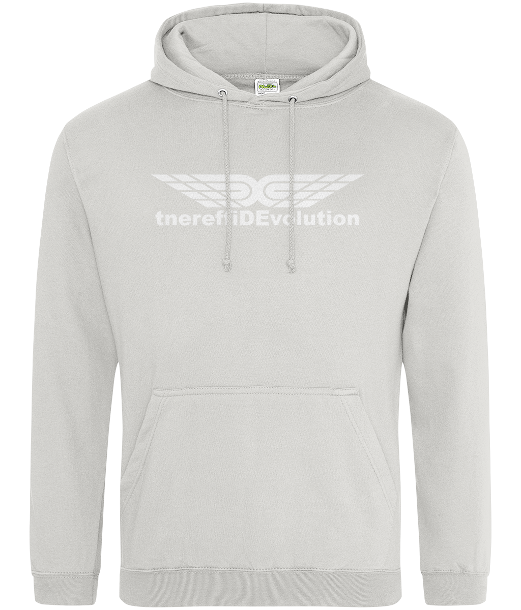 Different Evolution: College Adult Unisex Hoodie JH001 L-White Logo1: (Other Colour-Variants available)