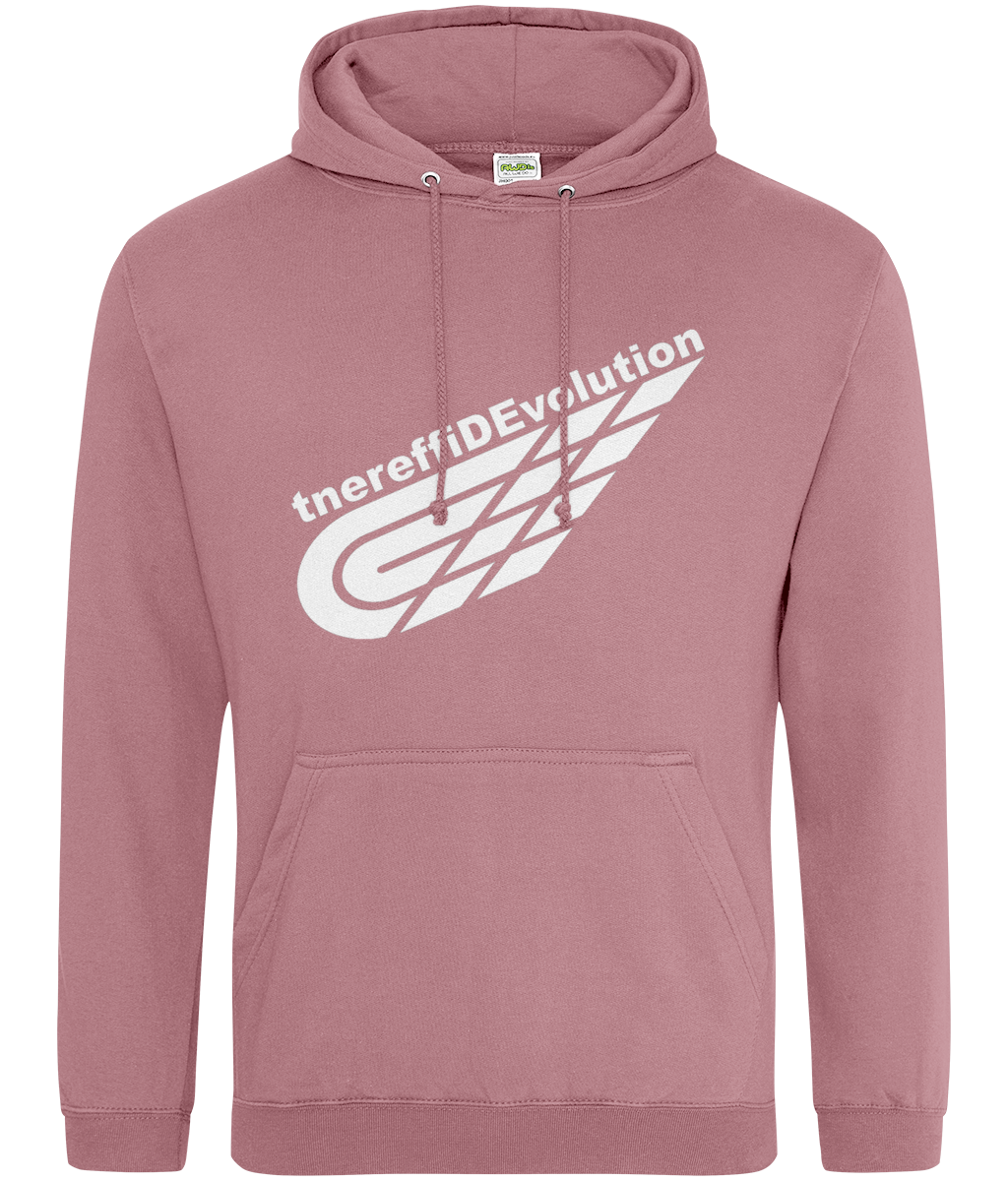 Different Evolution: College Adult Unisex Hoodie JH001 L-White Logo2: (Other Colour-Variants available)