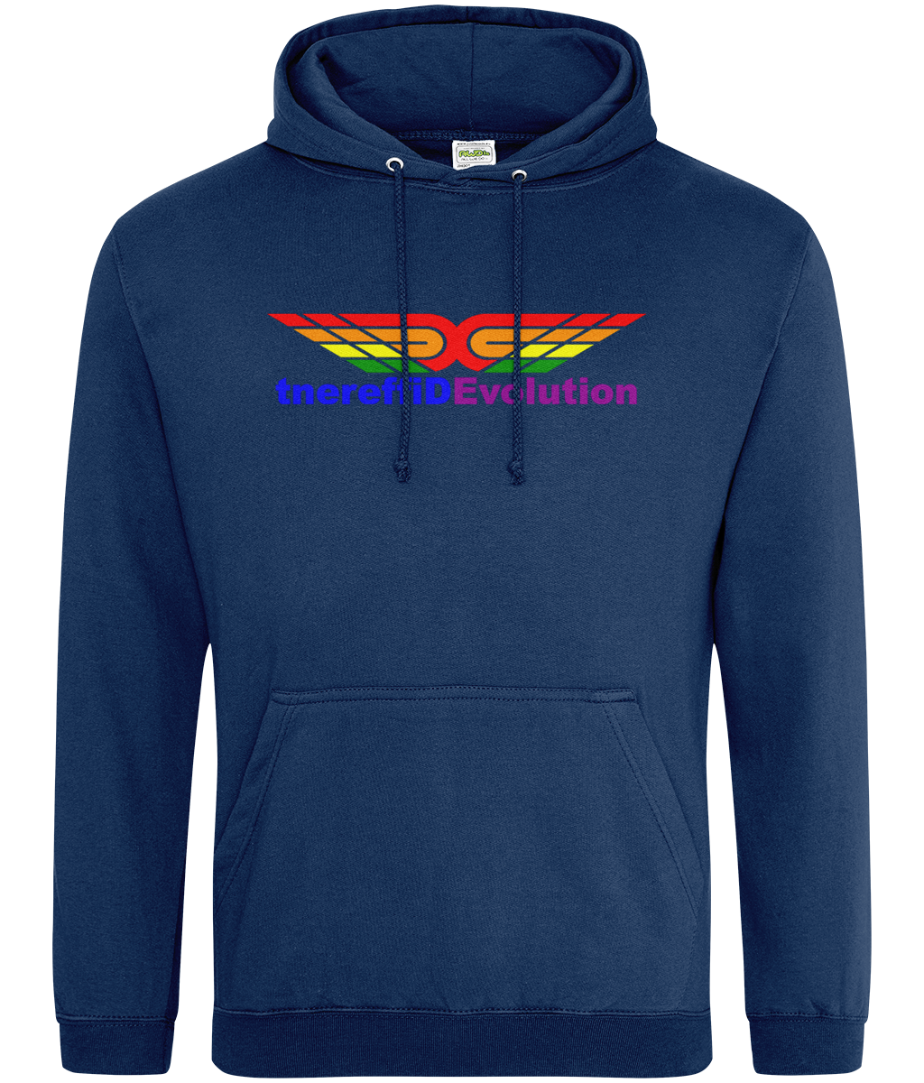 Different Evolution: College Adult Unisex Hoodie JH001 L-Rainbow Logo1: (Other Colour-Variants available)