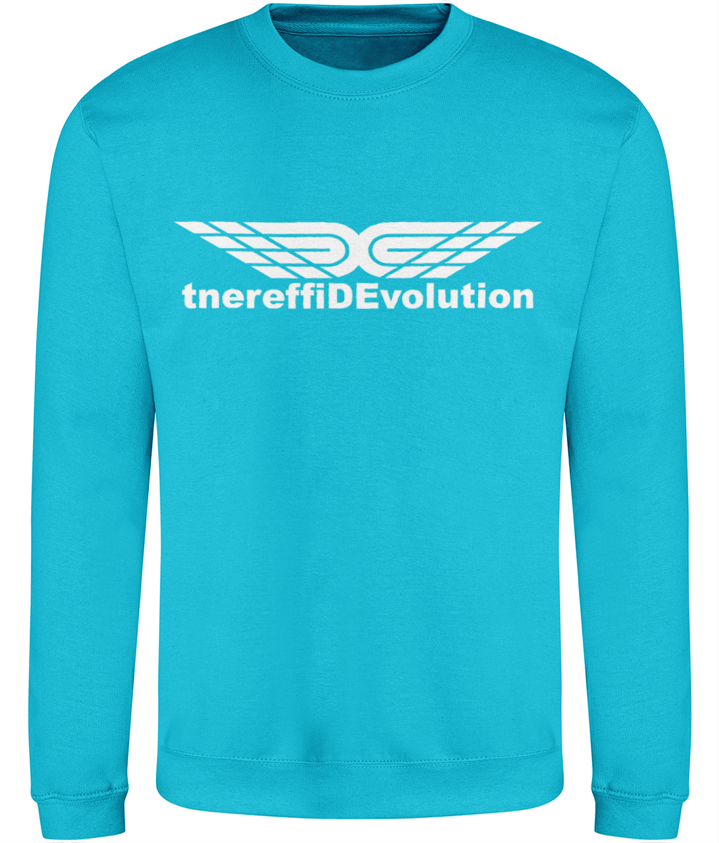 Different Evolution: Just Classic Adult Unisex Sweatshirt JH030 L-White Logo1: (Other Colour-Variants available)