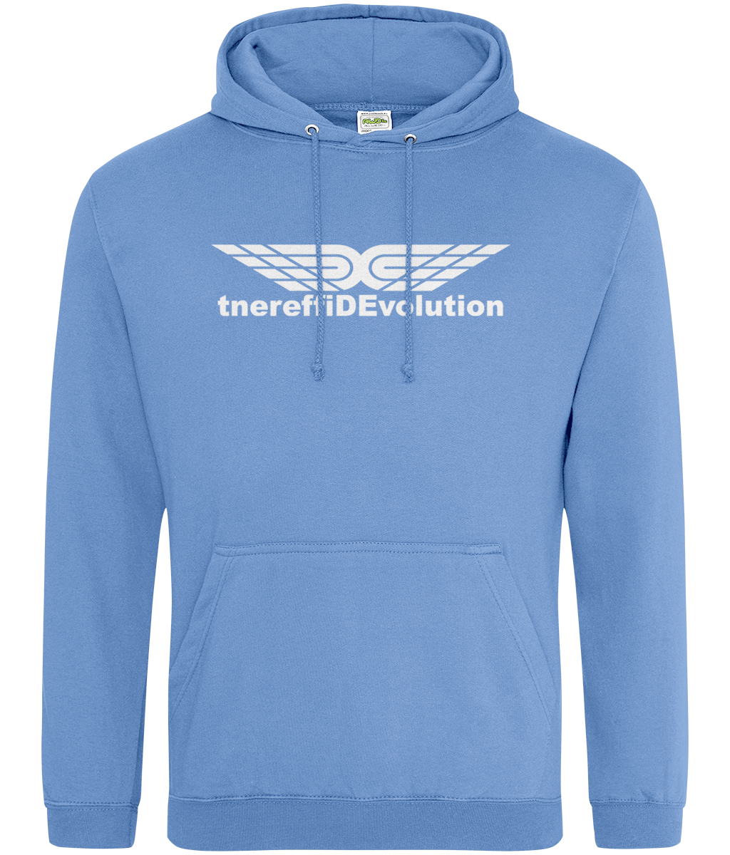 Different Evolution: College Adult Unisex Hoodie JH001 L-White Logo1: (Other Colour-Variants available)