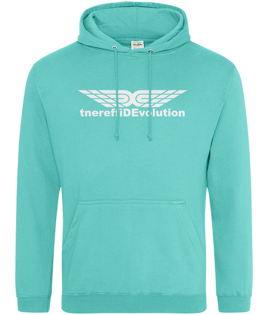 Different Evolution: College Adult Unisex Hoodie JH001 L-White Logo1: (Other Colour-Variants available)