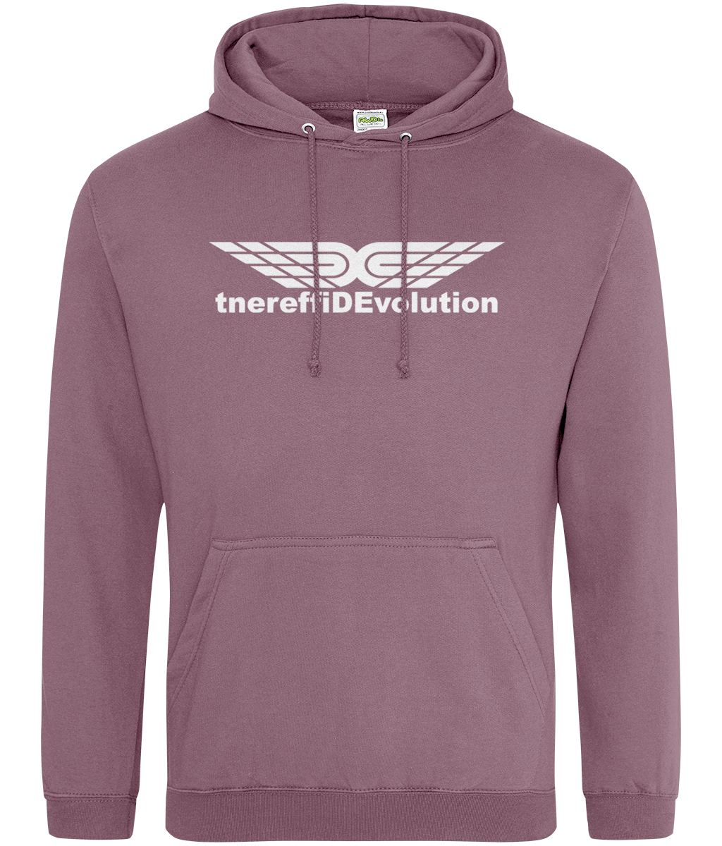 Different Evolution: College Adult Unisex Hoodie JH001 L-White Logo1: (Other Colour-Variants available)