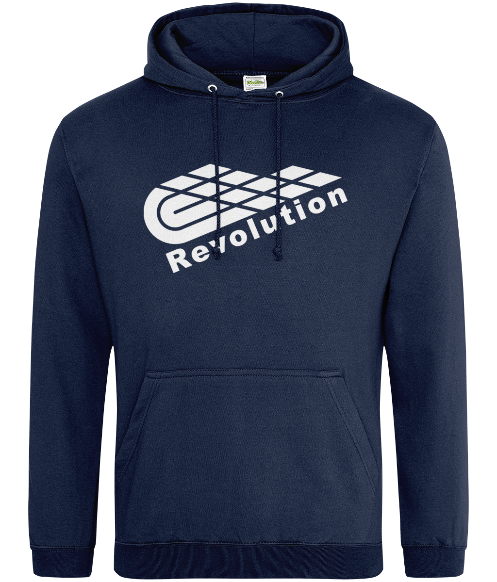 Revolution: College Adult Unisex Hoodie JH001 L-White Logo: (Other Colour-Variants available)