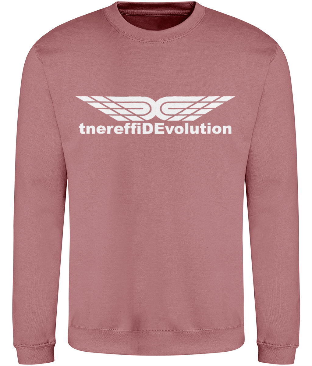 Different Evolution: Just Classic Adult Unisex Sweatshirt JH030 L-White Logo1: (Other Colour-Variants available)