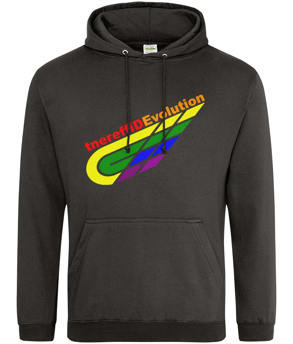 Different Evolution: College Adult Unisex Hoodie JH001 L-Rainbow Logo2: (Other Colour-Variants available)