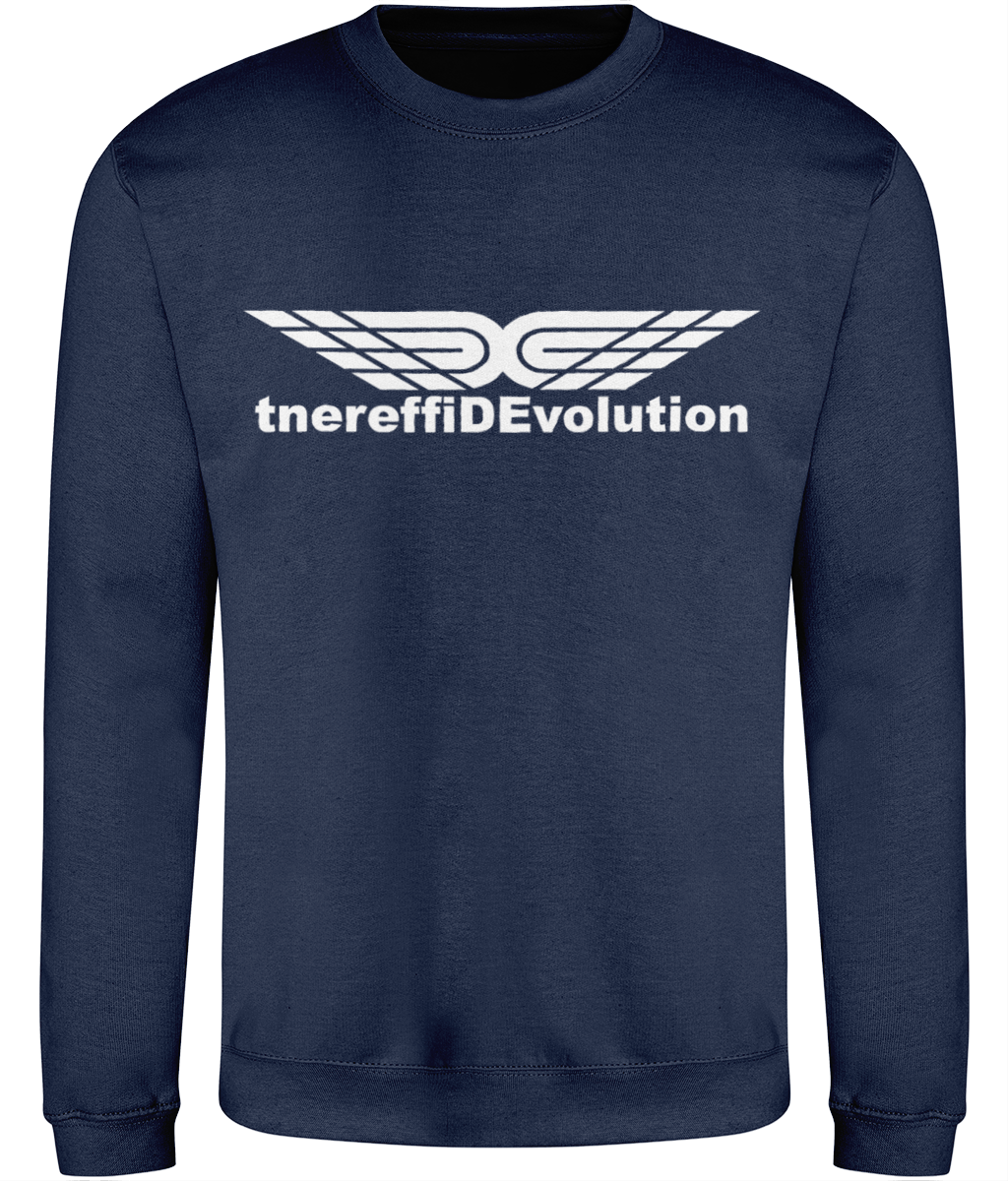 Different Evolution: Just Classic Adult Unisex Sweatshirt JH030 L-White Logo1: (Other Colour-Variants available)