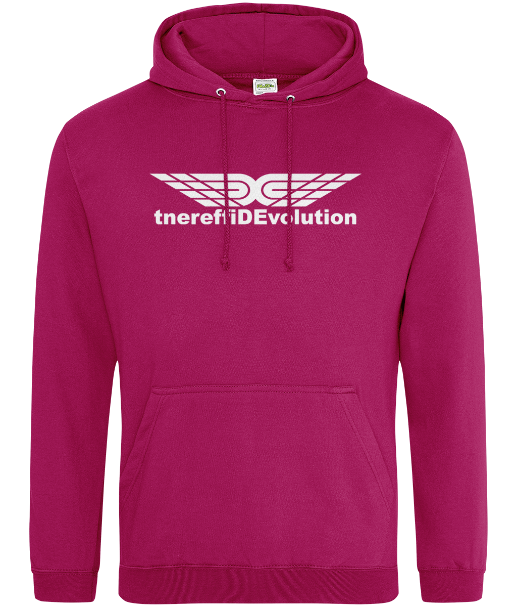 Different Evolution: College Adult Unisex Hoodie JH001 L-White Logo1: (Other Colour-Variants available)