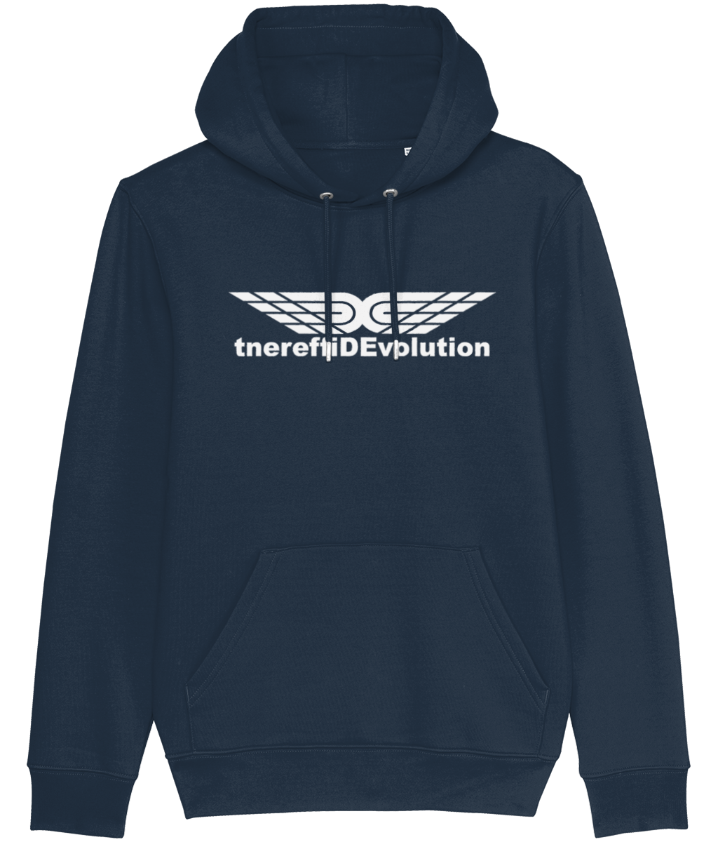 Different Evolution: Eco Cruiser Adult Unisex Hoodie SX005 L-White Logo1: (Other Colour-Variants available)