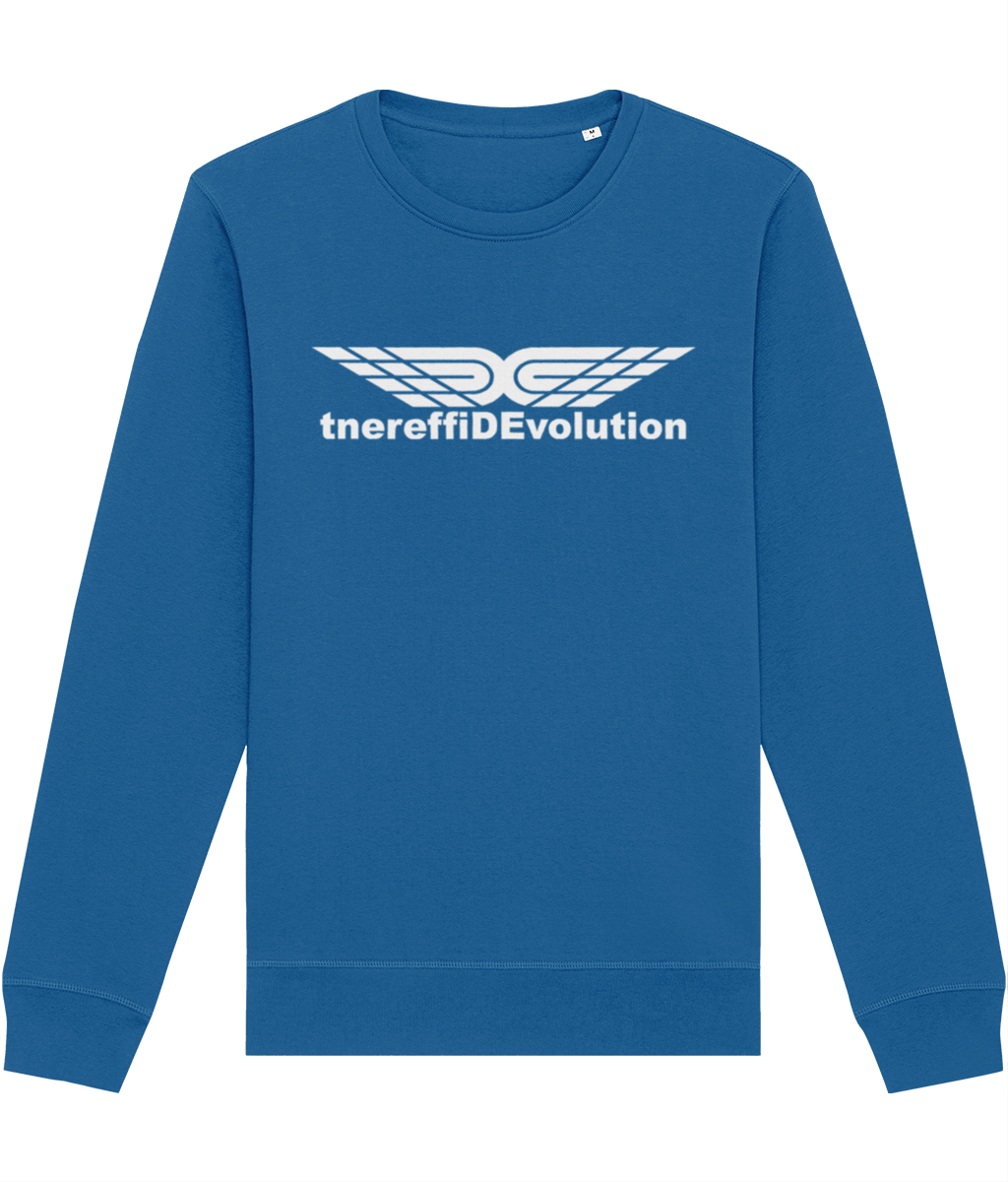 Different Evolution: Eco Roller Adult Unisex Sweatshirt SX137 L-White Logo1: (Other Colour-Variants available)