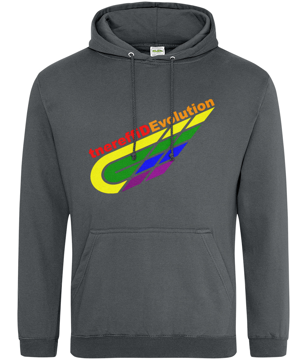 Different Evolution: College Adult Unisex Hoodie JH001 L-Rainbow Logo2: (Other Colour-Variants available)