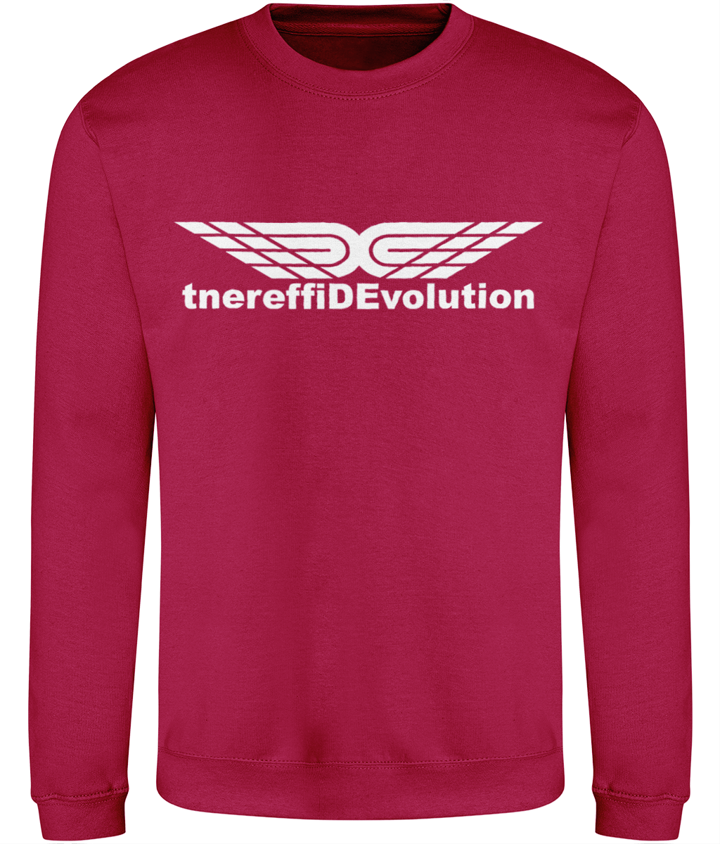 Different Evolution: Just Classic Adult Unisex Sweatshirt JH030 L-White Logo1: (Other Colour-Variants available)