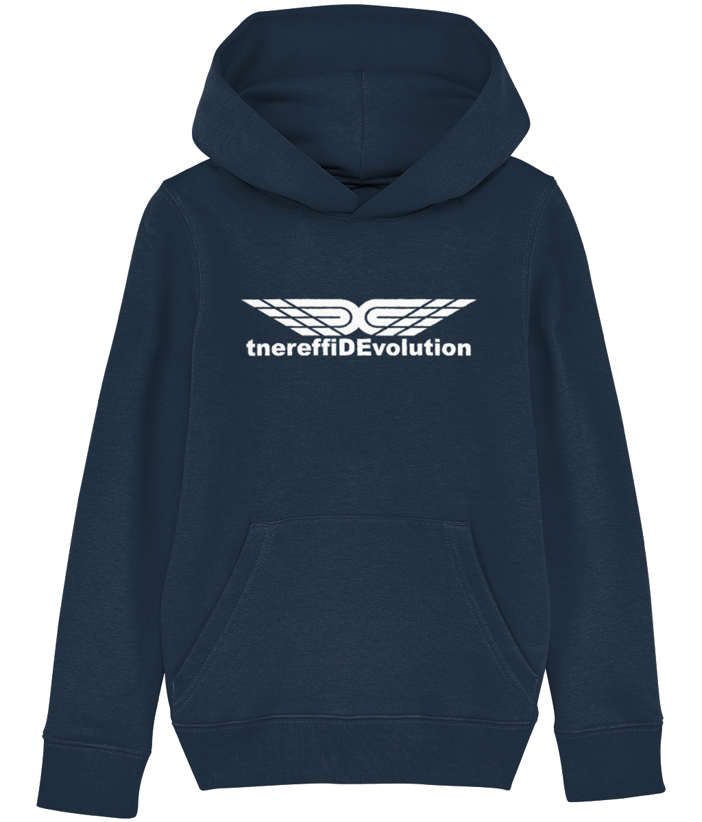 Different Evolution: Eco Kids Unisex Hoodie SX006 L-White Logo1: (Other Colour-Variants available)