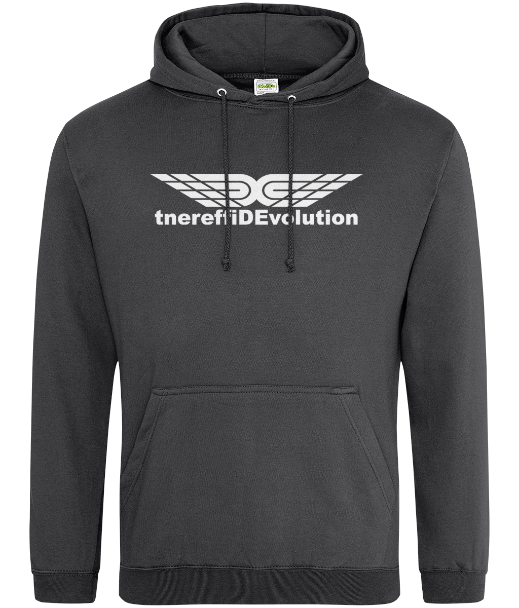 Different Evolution: College Adult Unisex Hoodie JH001 L-White Logo1: (Other Colour-Variants available)