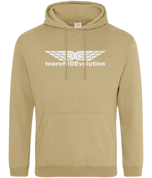 Different Evolution: College Adult Unisex Hoodie JH001 L-White Logo1: (Other Colour-Variants available)