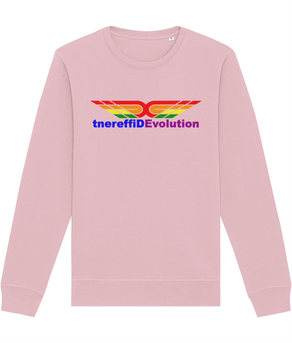 Different Evolution: Eco Roller Adult Unisex Sweatshirt SX137 L-Rainbow Logo1: (Other Colour-Variants available)