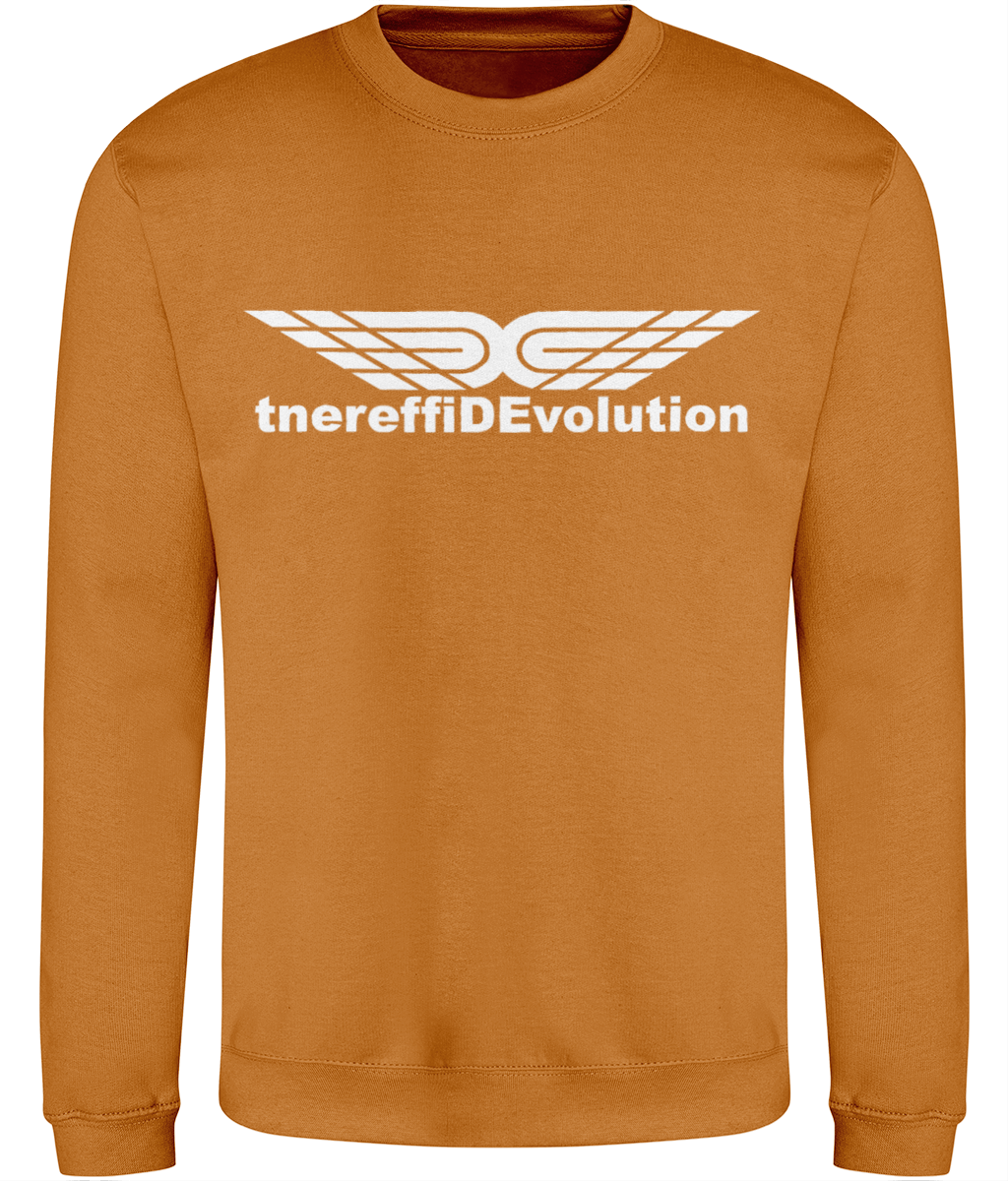 Different Evolution: Just Classic Adult Unisex Sweatshirt JH030 L-White Logo1: (Other Colour-Variants available)