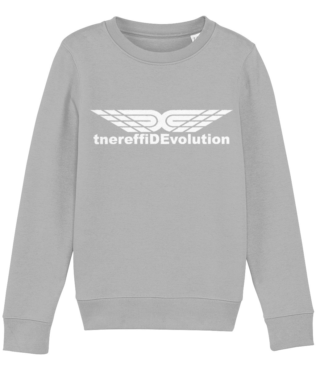 Different Evolution: Eco Mini Changer Kids Unisex Sweatshirt SX004 L-White Logo1: (Other Colour-Variants available)