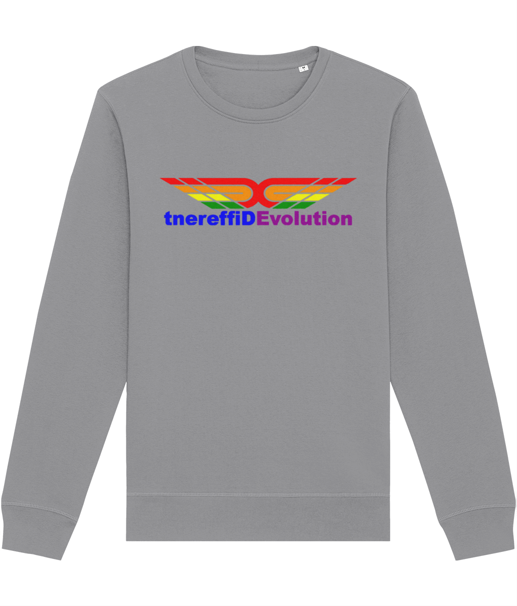 Different Evolution: Eco Roller Adult Unisex Sweatshirt SX137 L-Rainbow Logo1: (Other Colour-Variants available)