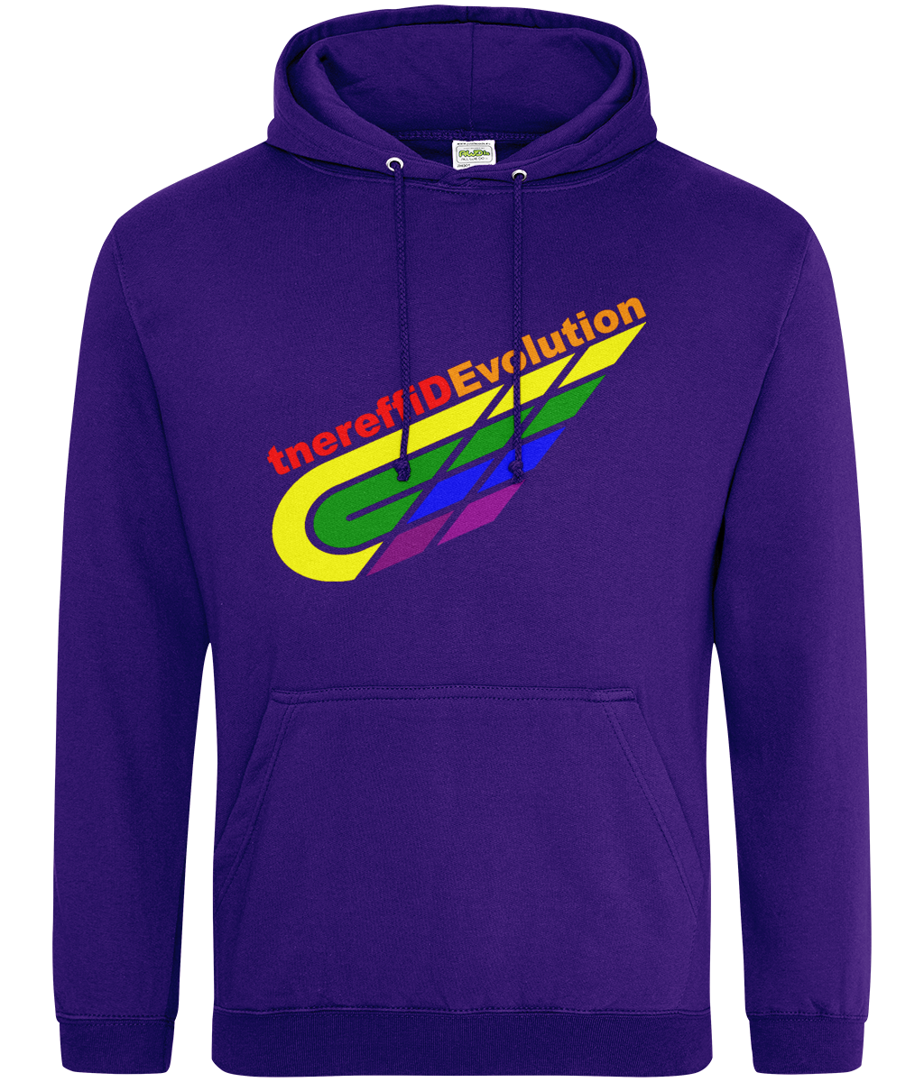 Different Evolution: College Adult Unisex Hoodie JH001 L-Rainbow Logo2: (Other Colour-Variants available)