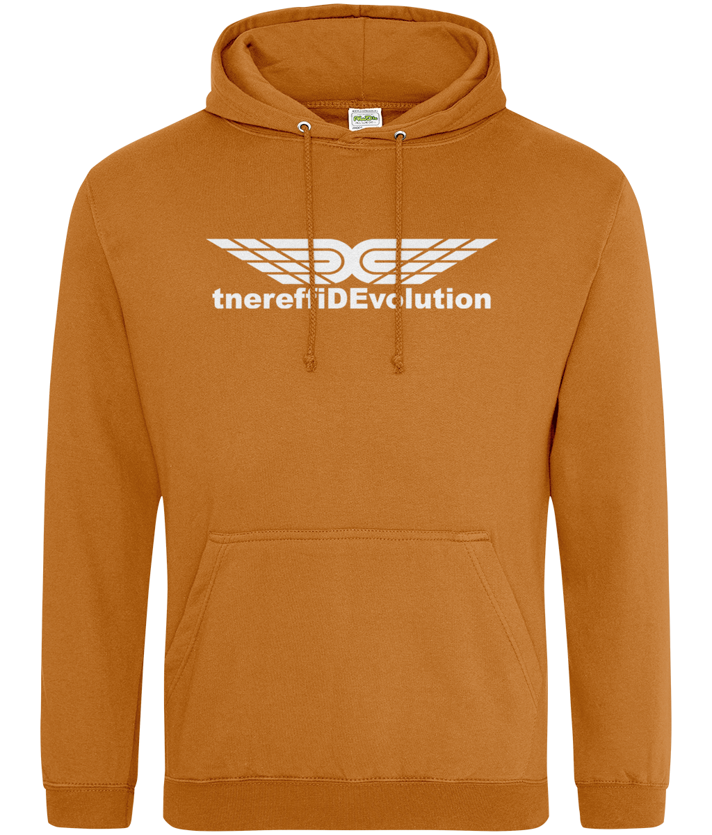 Different Evolution: College Adult Unisex Hoodie JH001 L-White Logo1: (Other Colour-Variants available)