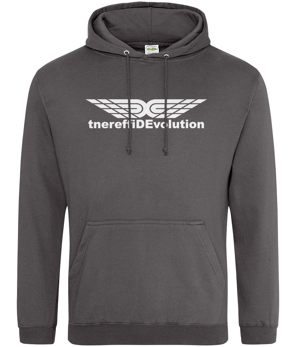 Different Evolution: College Adult Unisex Hoodie JH001 L-White Logo1: (Other Colour-Variants available)