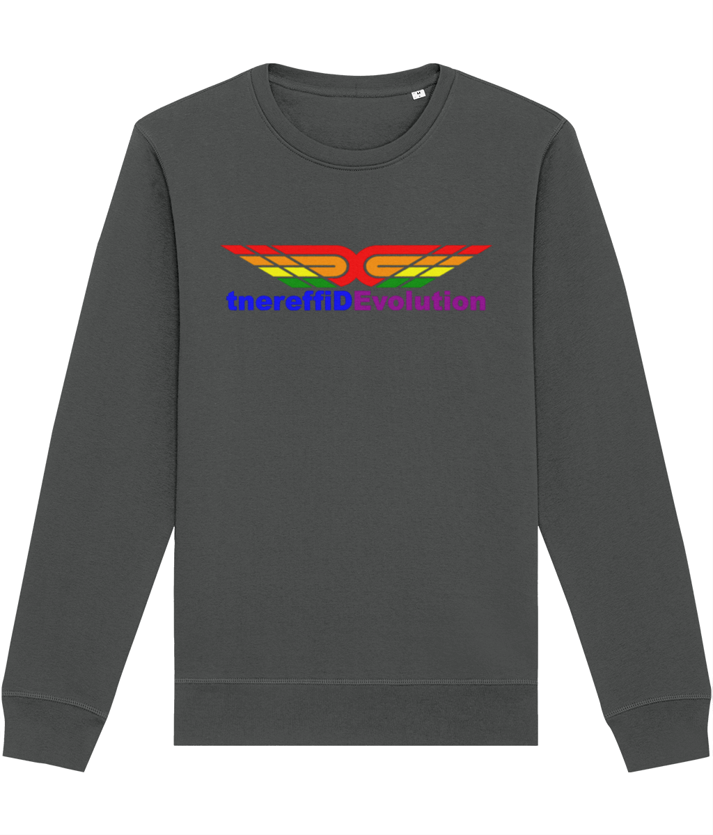 Different Evolution: Eco Roller Adult Unisex Sweatshirt SX137 L-Rainbow Logo1: (Other Colour-Variants available)