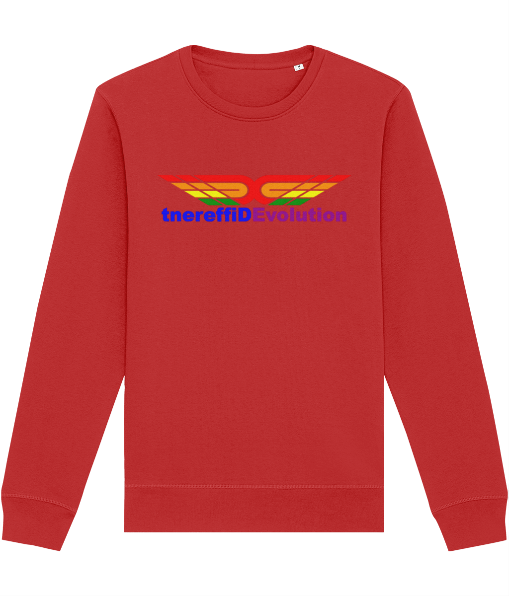 Different Evolution: Eco Roller Adult Unisex Sweatshirt SX137 L-Rainbow Logo1: (Other Colour-Variants available)