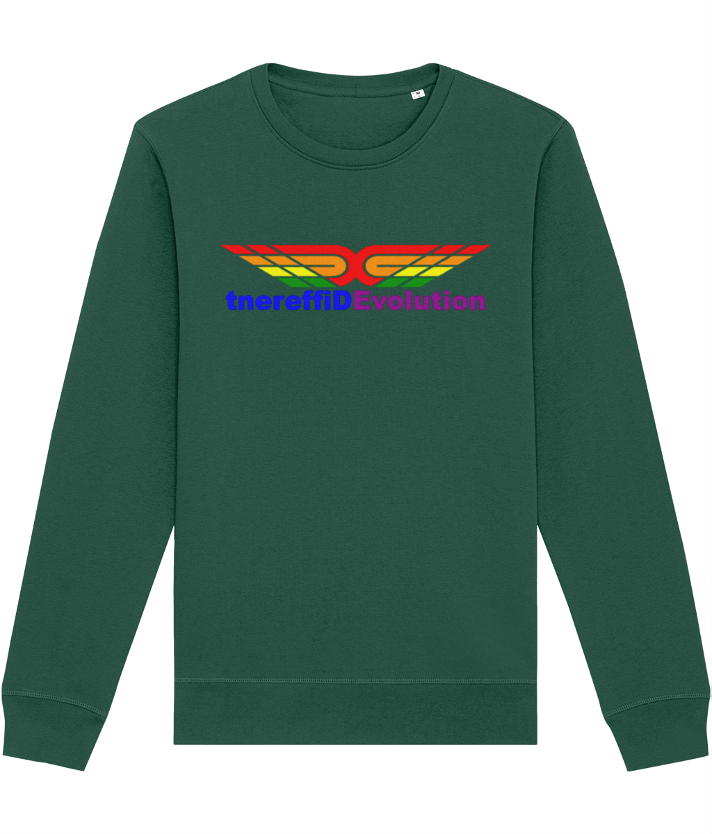 Different Evolution: Eco Roller Adult Unisex Sweatshirt SX137 L-Rainbow Logo1: (Other Colour-Variants available)