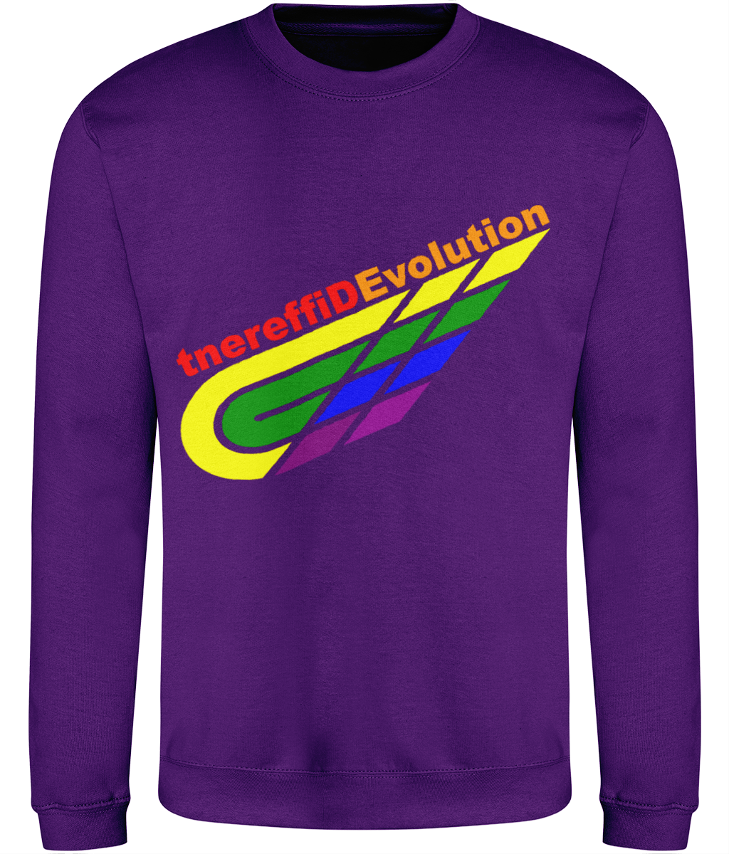 Different Evolution: Just Classic Adult Unisex Sweatshirt JH030 L-Rainbow Logo2: (Other Colour-Variants available)