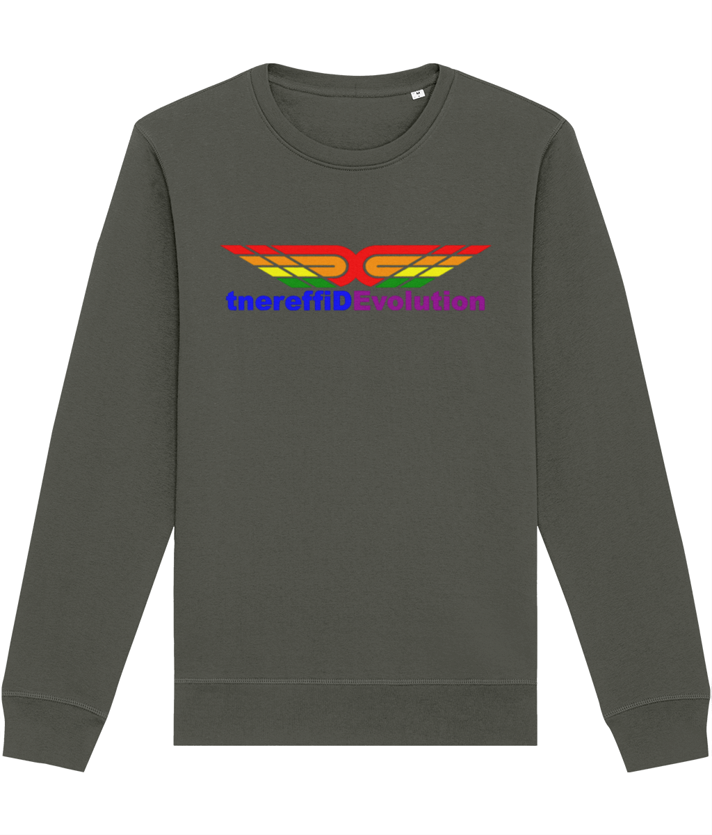 Different Evolution: Eco Roller Adult Unisex Sweatshirt SX137 L-Rainbow Logo1: (Other Colour-Variants available)