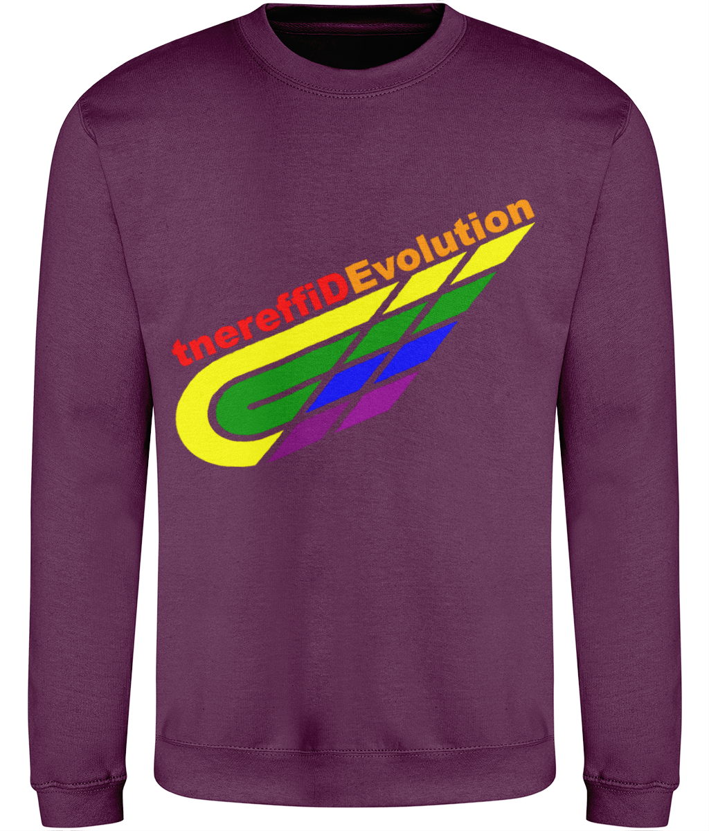 Different Evolution: Just Classic Adult Unisex Sweatshirt JH030 L-Rainbow Logo2: (Other Colour-Variants available)