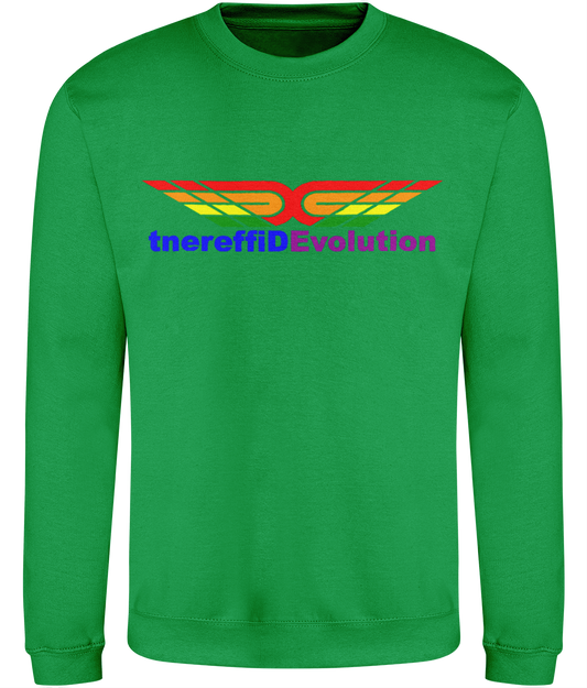 Different Evolution: Just Classic Adult Unisex Sweatshirt JH030 L-Rainbow Logo1: (Other Colour-Variants available)